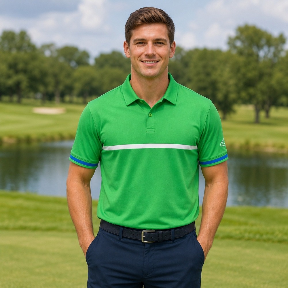 Callaway Polo Shirt Men Large Green Opti-Dri Striped Short Sleeve Golf Top